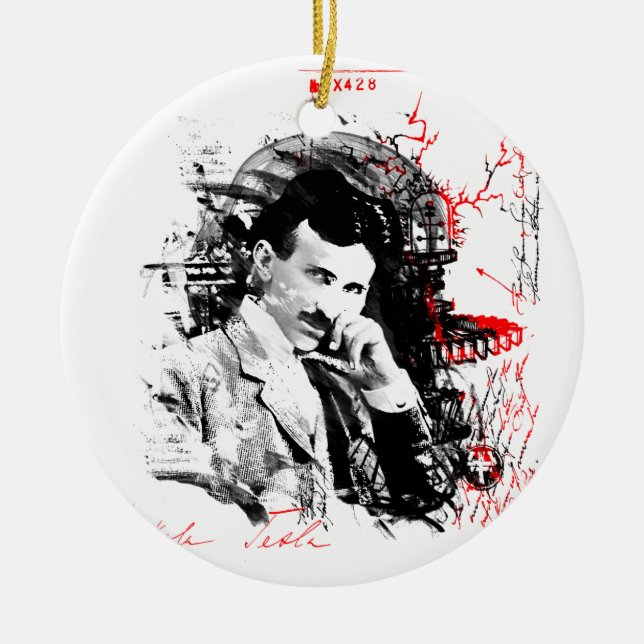 Nikola Tesla Ceramic Ornament (Front)