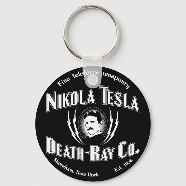 Nikola Tesla Death-Ray Co. Keychain (Front)