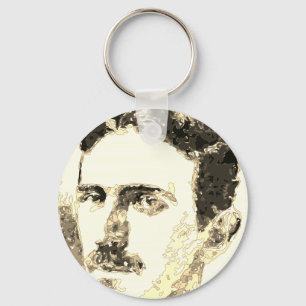 Nikola Tesla Drawing In Sepia Keychain