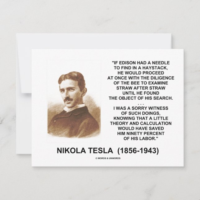 Nikola Tesla Edison Needle Haystack Theory Quote (Front)