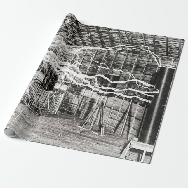Nikola Tesla Electricity Wrapping Paper (Unrolled)
