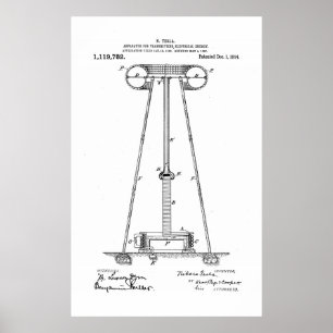Nikola Tesla Energy Transmission Pantent US1119732 Poster