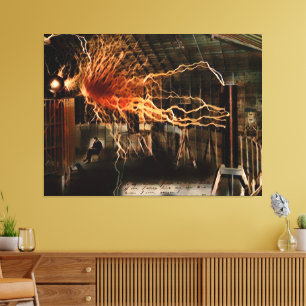 Nikola Tesla Man of Mystery Colour Redux Canvas Print