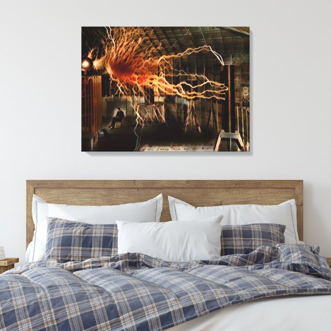 Nikola Tesla Man of Mystery Colour Redux Canvas Print (Insitu(Bedroom))