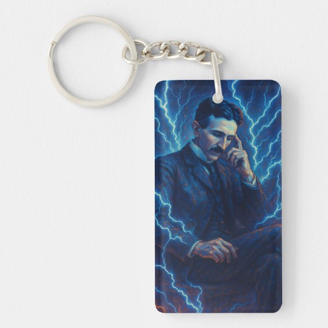 “Nikola Tesla – Pocket Genius” Key Ring (Front)