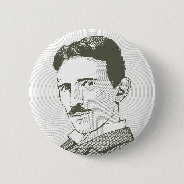 Nikola Tesla Portrait 2 Inch Round Button (Front)