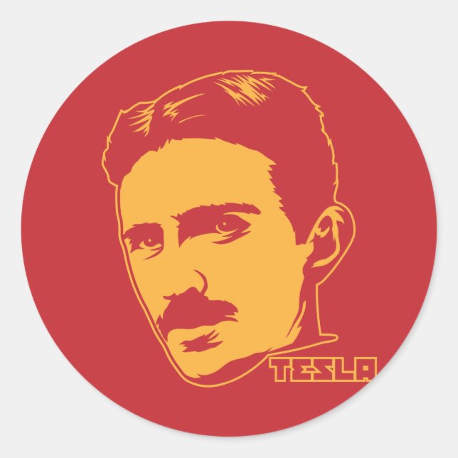 Nikola Tesla Portrait Classic Round Sticker (Front)