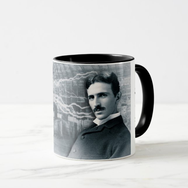 NIKOLA TESLA PORTRAIT IN BLACK AND WHITE MUG (Front Right)