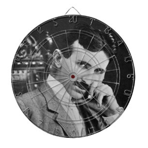 NIKOLA TESLA PORTRAIT IN BLACK DARTBOARD