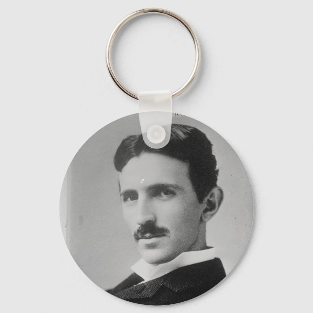 Nikola Tesla Portrait Keychain (Front)