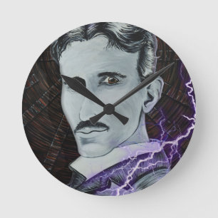 Nikola Tesla Round Clock