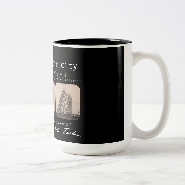 Nikola Tesla Tower Two-Tone Coffee Mug (Right)