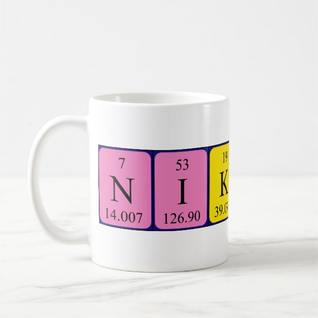 Nikolas periodic table name mug (Left)