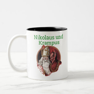 Nikolaus and Krampus German Christmas Two-Tone Coffee Mug