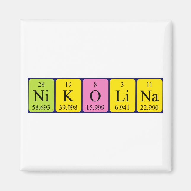 Nikolina periodic table name magnet (Front)