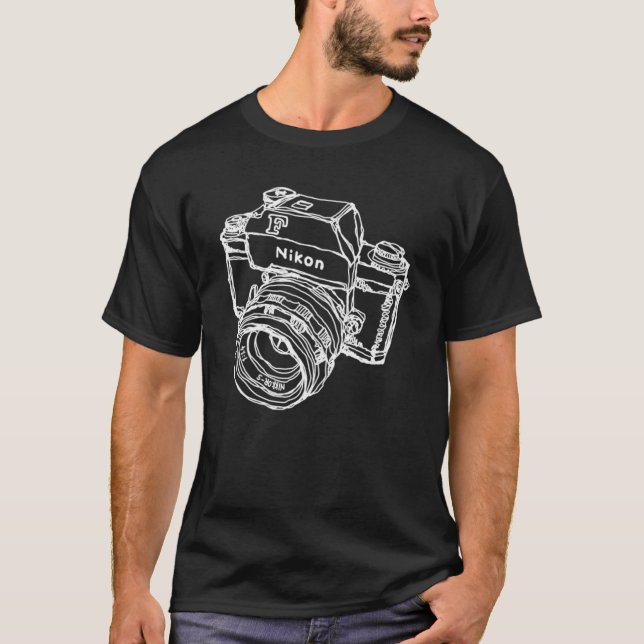Nikon F Classic Film Camera Illustration WHITE for T-Shirt (Front)
