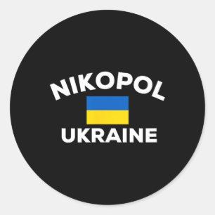 Nikopol Ukraine Ukrainian Flag Country City Touris Classic Round Sticker