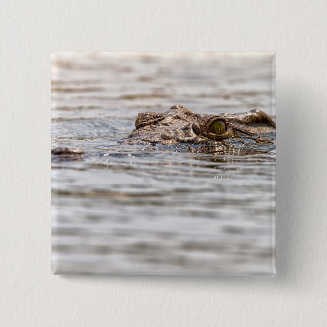 Nile Crocodile 2 Inch Square Button (Front)