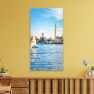 Nile Reflections Beneath Cairo Tower Canvas Print