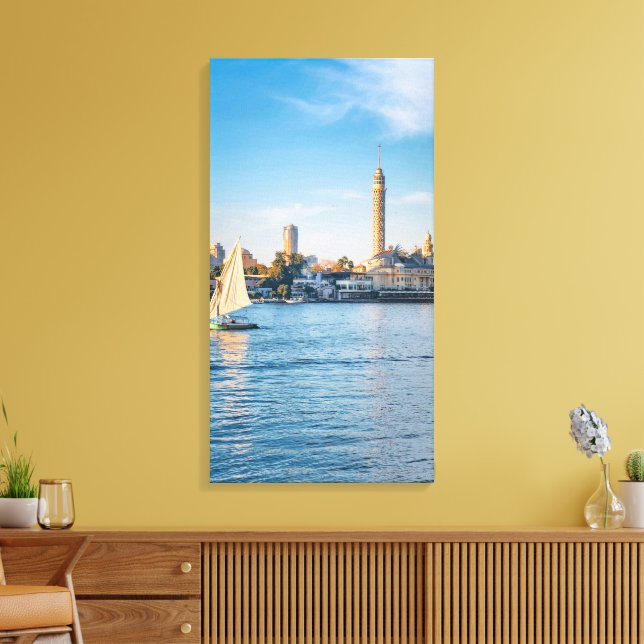 Nile Reflections Beneath Cairo Tower Canvas Print (Insitu(LivingRoom))