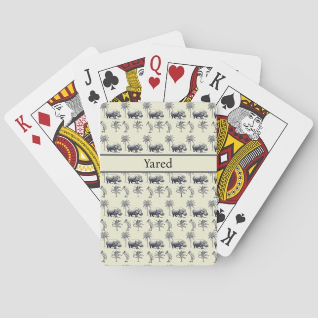 Nile River Botanical Pattern, custom Playing Cards (Back)
