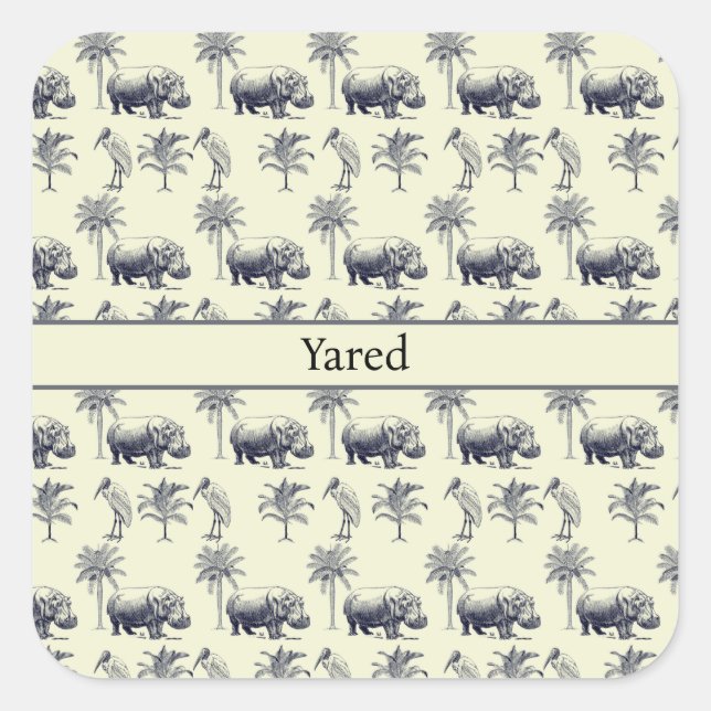 Nile River Botanical Pattern, custom Square Sticker (Front)
