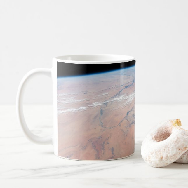 Nile River Winding Northward Next To The Red Sea Coffee Mug (With Donut)