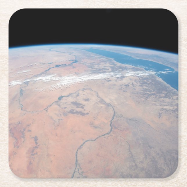 Nile River Winding Northward Next To The Red Sea Square Paper Coaster (Front)