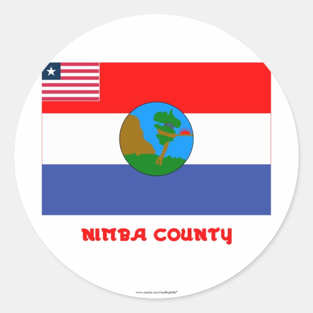 Nimba County Flag with Name Classic Round Sticker (Front)