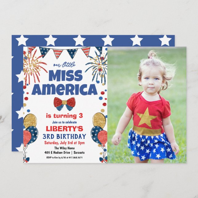 N'IMPORTE QUEL ÂGE - 4 juillet Invitation de fête  (Devant / Derrière)