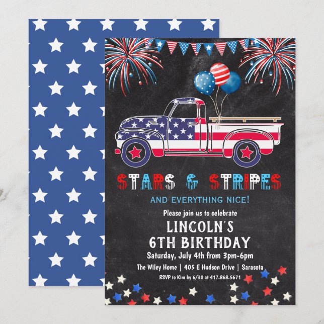 N'IMPORTE QUEL ÂGE - 4 juillet Invitation de fête  (Devant / Derrière)