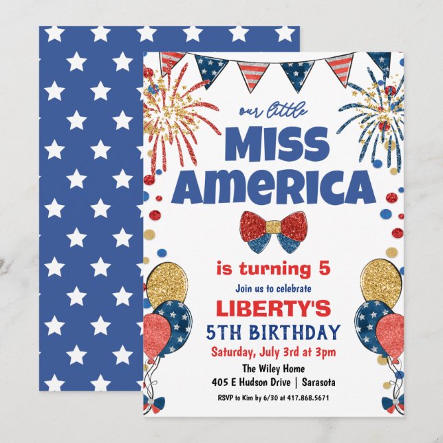 N'IMPORTE QUEL ÂGE - 4 juillet Invitation de fête  (Devant / Derrière)