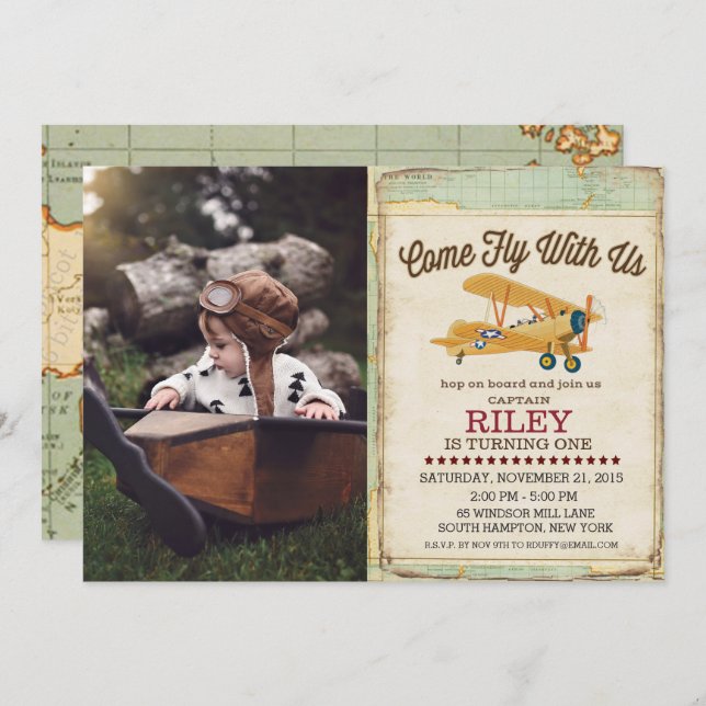 N'IMPORTE QUEL ÂGE - Invitation de voyage d'avion (Devant / Derrière)