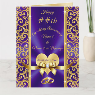 N'importe quelle année Purple Gold Carte d'anniver