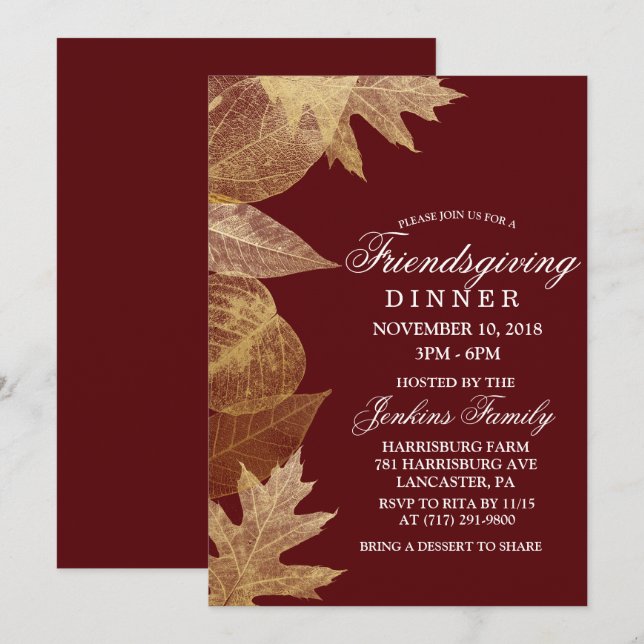 N'IMPORTE QUELLE COULEUR - Dîner Amical Invitation (Devant / Derrière)