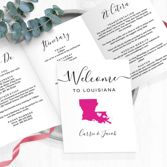 N'importe quelle couleur Louisiana Carte Mariage B (Louisiana Wedding Welcome Itinerary & Letter)