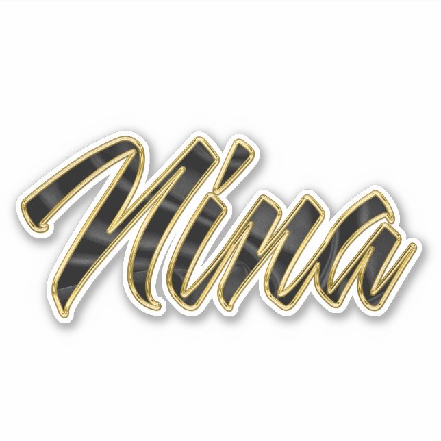Nina black gold lettering decal sticker (Front)