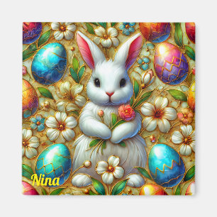 NINA~ Easter Bunny and Eggs ~  Magnet
