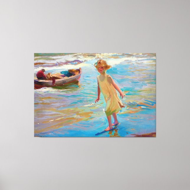 Niña en la playa, Valencia by Joaquin Sorolla 1910 Canvas Print (Front)