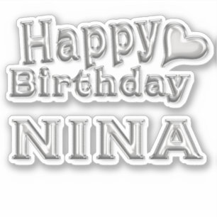 Nina Happy Birthday silver Sticker