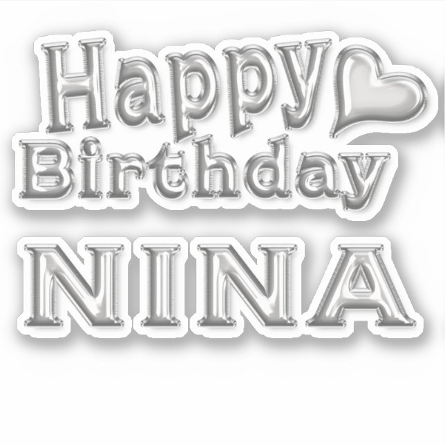 Nina Happy Birthday silver Sticker (Front)