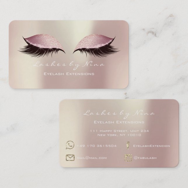 Nina Makeup Eyebrow Lashes Glitter Pink Luxury Business Card (Front/Back)