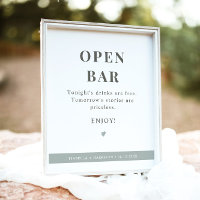 NINA Modern Sage Green Open Bar Wedding Sign 