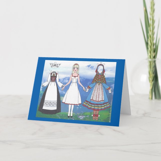 Nina of Norway Paper Doll Blank Greeting Card (Front)