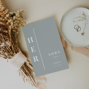 NINA Sage Green Boho Her Wedding Vow Book Card