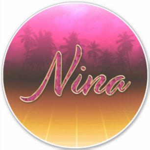 Nina Vorname Name golden pink Aufkleber Sticker
