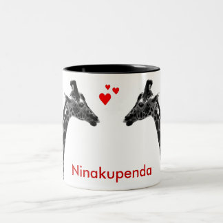 Ninakupenda "je t'aime" tasse de girafe