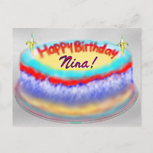 Nina's Birthday Cake Postcard