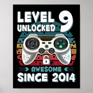 Nine 9yr BDay Son Boy Fun Gamer 9th 9 Year Old Bir Poster