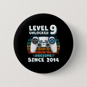 Nine 9yr Bday Son Boy Funny Gamer 9th 9 Year Old B 2 Inch Round Button